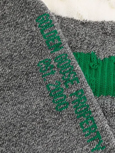 Shop Golden Goose Socks High Rib In Grey Melange Heritage White Green Jacket