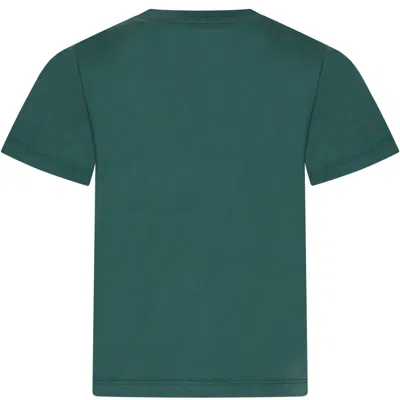 Shop Stella Mccartney Green T-shirt For Boy With Bear Print And Writing