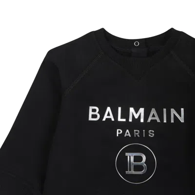 Shop Balmain Black Sweatshirt For Babykids With Logo