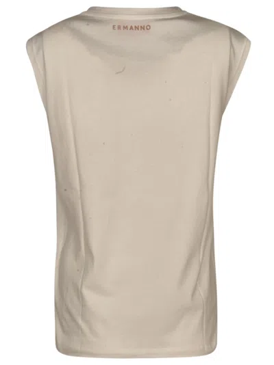 Shop Ermanno Scervino Floral Embroidered Sleeveless Top In White