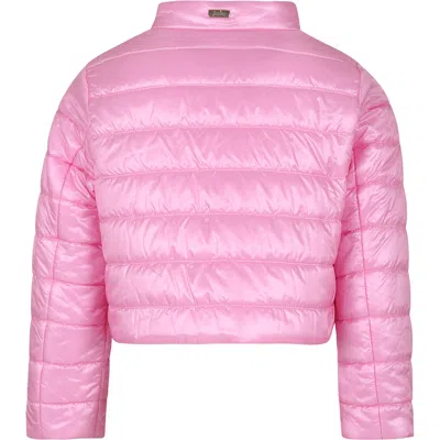 Shop Herno Pink Short Down Jacket For Girl With Logo