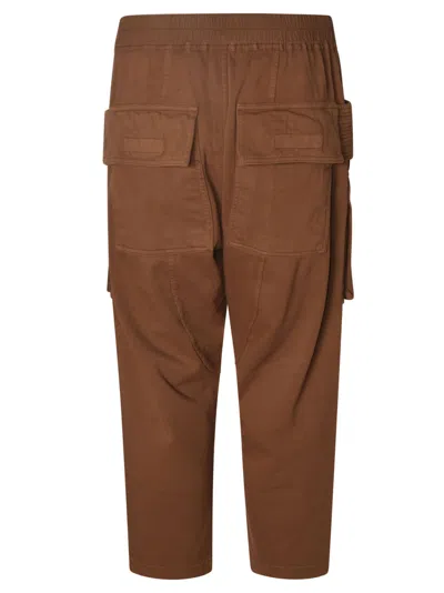 Shop Rick Owens Drawstring Waist Cropped Cargo Pants In Brown
