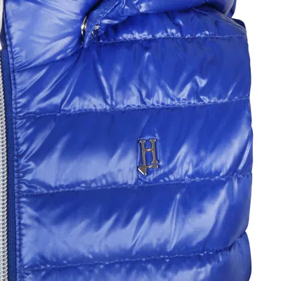 Herno Logo-plaque Quilted Gilet In Blue
