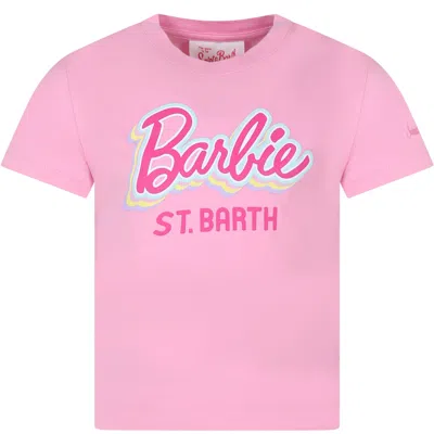 Shop Mc2 Saint Barth Pink T-shirt For Girl With Writing