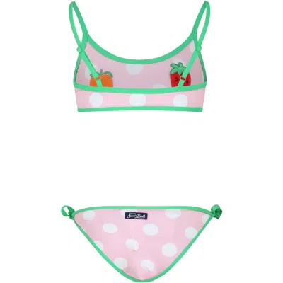 Shop Mc2 Saint Barth Pink Bikini For Girl With Frutits And Polka Dots