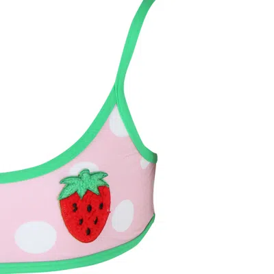Shop Mc2 Saint Barth Pink Bikini For Girl With Frutits And Polka Dots