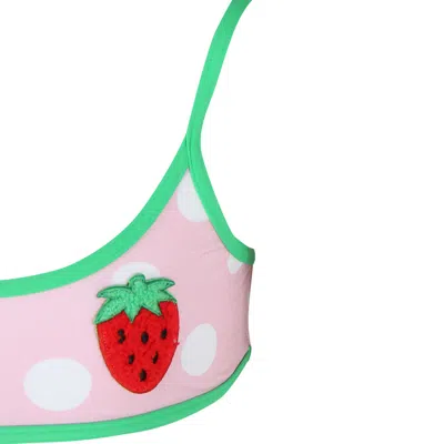 Mc2 Saint Barth Pink Bikini For Girl With Frutits And Polka Dots In Pink