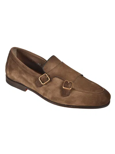 Shop Santoni Carlos Monk Shoes In Brown