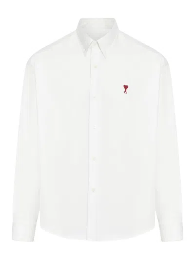 Shop Ami Alexandre Mattiussi Boxy Fit Shirt In Natural White