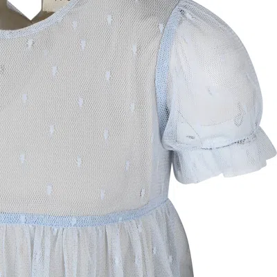 Shop Caffe' D'orzo Light Blue Dress For Girl With Embroidery