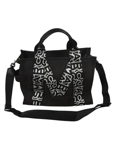 Shop Marc Jacobs M-strap Embroidered Tote In Black