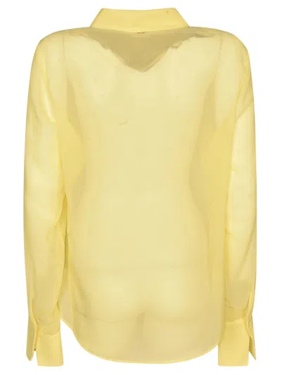 Shop Blugirl Round Hem See-through Plain Shirt In Yellow