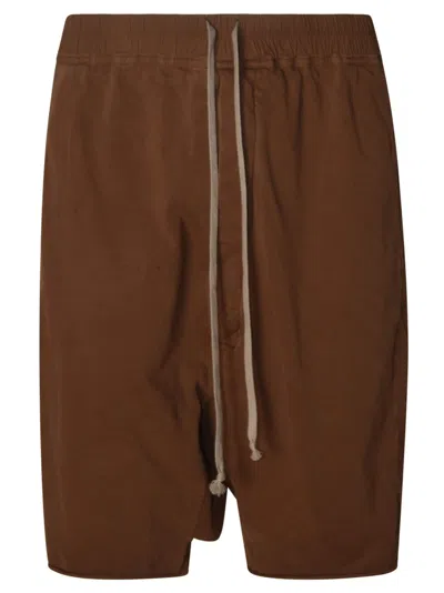 Shop Rick Owens Loose Fit Drawstring Waist Shorts In Brown