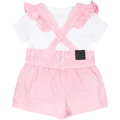 Shop Givenchy Pink Suit For Baby Girl With Logo