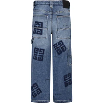 Shop Givenchy Blue Jeans For Boy With Logo In Denim