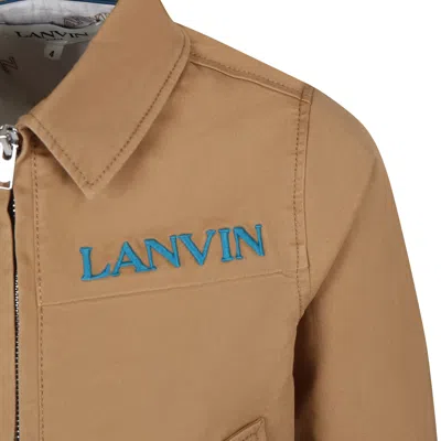 Shop Lanvin Beige Jacket For Boy With Logo