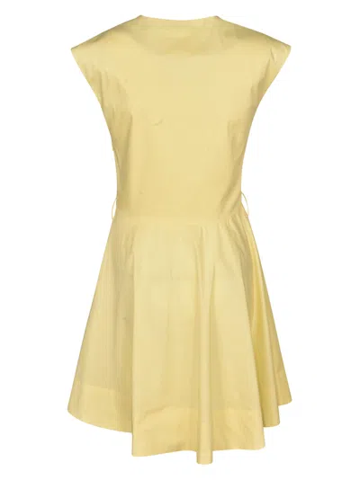 Shop Blugirl V-neck Sleeveless Flare Dress In Yellow