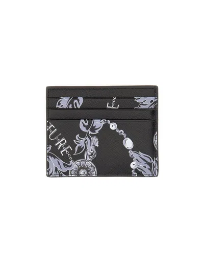 Shop Versace Jeans Couture Leather Card Holder In Black