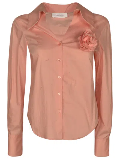Shop Blugirl Rose Applique Round Hem Shirt In Pesca