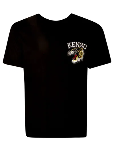 Shop Kenzo Tiger Embroidered T-shirt In Black