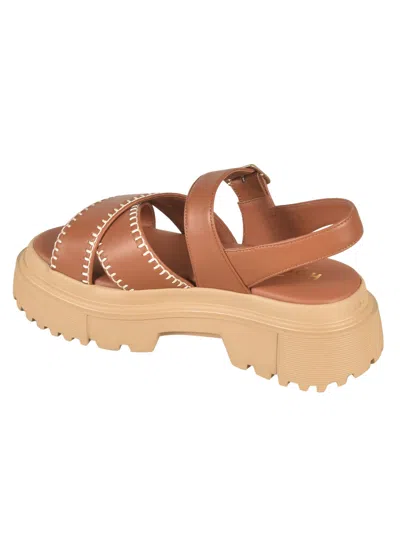 Shop Hogan H644 Sandals In Cuoio
