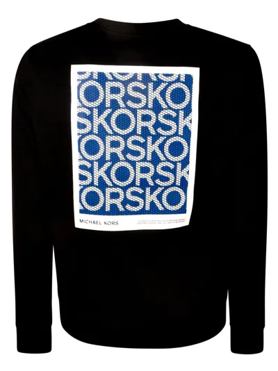 Shop Michael Kors Logo Patched Ribbed Sweatshirt In Black