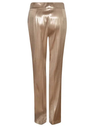 Shop Genny High-waist Metallic Trousers In Platin
