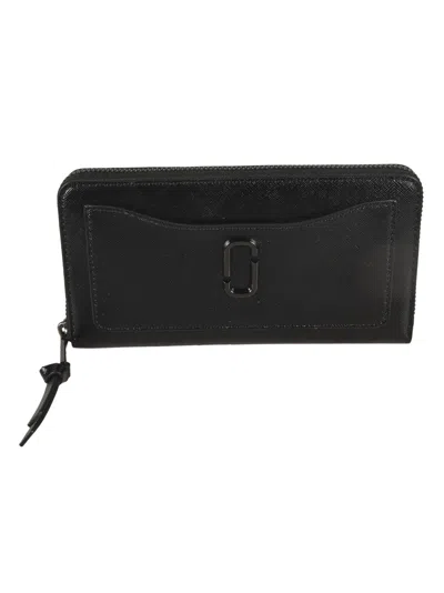 Shop Marc Jacobs Logo Embossed Zip-around Wallet In Black