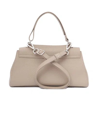 Shop Orciani Sveva Longuette Soft Leather Handbag In Beige
