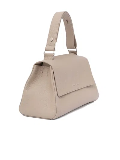 Shop Orciani Sveva Longuette Soft Leather Handbag In Beige