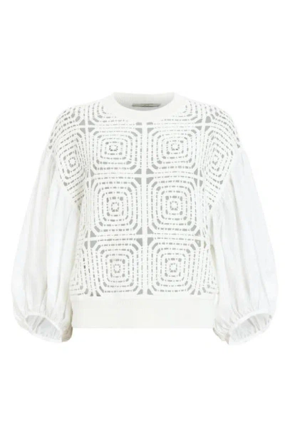Shop Allsaints Sol Mixed Media Lace Top In Chalk White