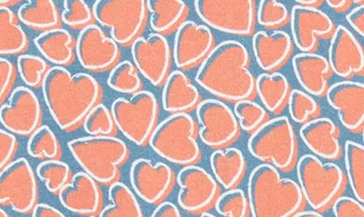 Stone Rose Heart Print Short Sleeve Button-up Shirt In Salmon Red