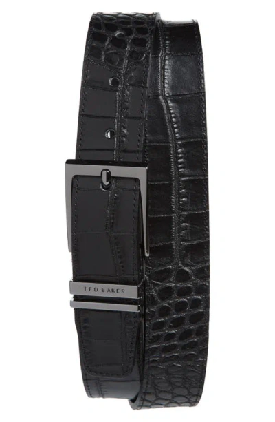 Shop Ted Baker London Fabiar Croc Embossed Belt In Black