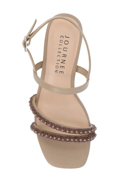 Shop Journee Collection Lornnah Beaded Strap Block Heel Sandal In Taupe