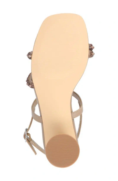 Shop Journee Collection Lornnah Beaded Strap Block Heel Sandal In Taupe