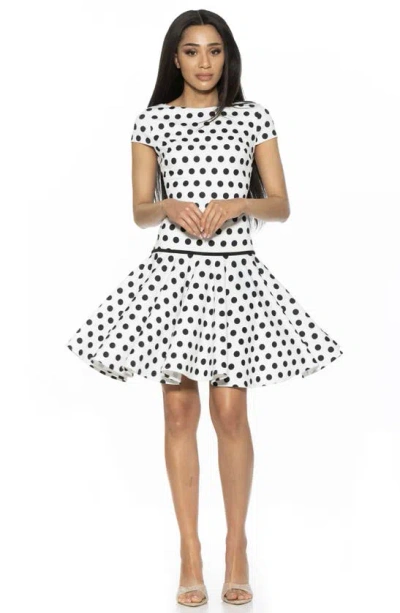 Alexia Admor Drop Waist Dress In White Polka