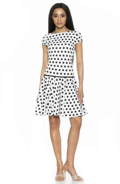 Alexia Admor Drop Waist Dress In White Polka