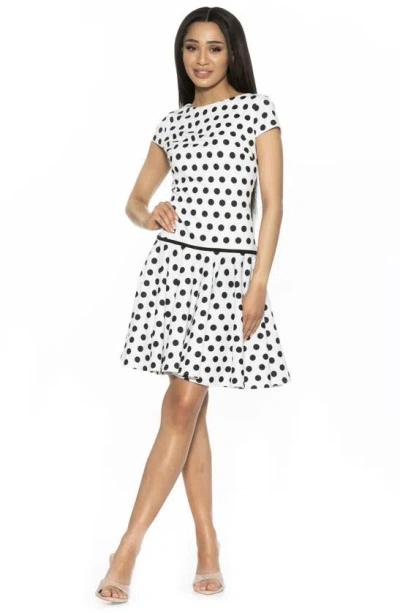 Alexia Admor Drop Waist Dress In White Polka