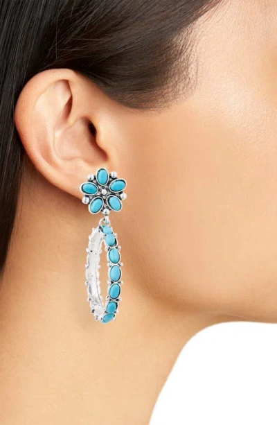Shop Tasha Faux Turquoise Floral Hoop Earrings