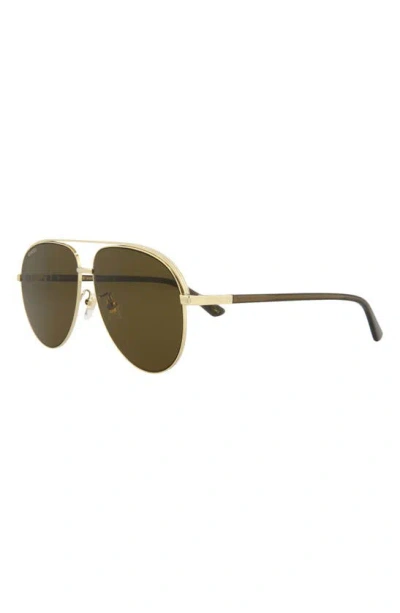 Shop Gucci 62mm Pilot Sunglasses In Gold Gold Brown