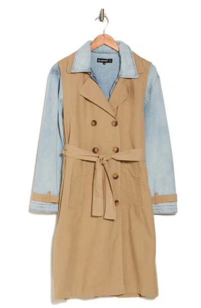 Shop Blanknyc Double Breasted Twill Denim Trench Coat In First Row