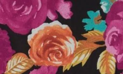 Shop Afrm Lela Front Lace-up Crop Top In Noir Rose Bouquet