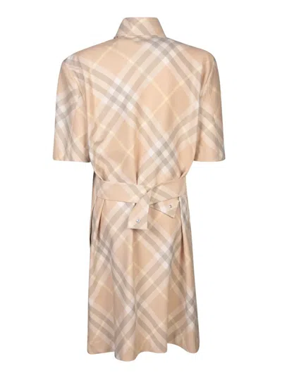 Burberry Signature Check Button-front Shirtdress In Beige