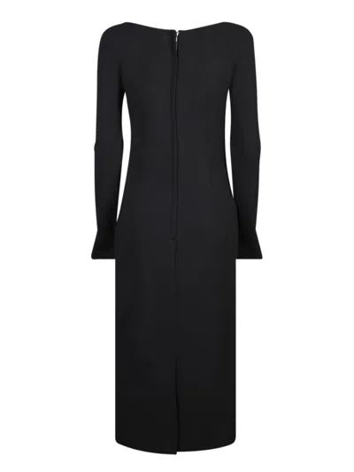 Dolce & Gabbana Long-sleeve Square-neck Midi Dress In Black
