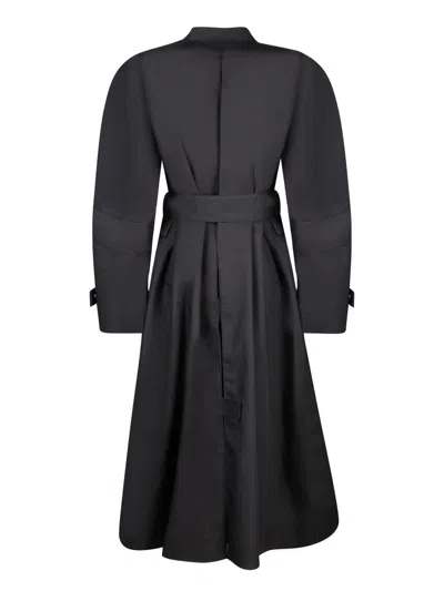 Ferragamo Poplin Trench Coat With Contrasting Inserts In Black