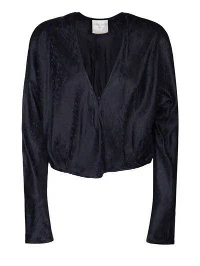 Forte Forte Patterned-jacquard Long-sleeve Blouse In Blue