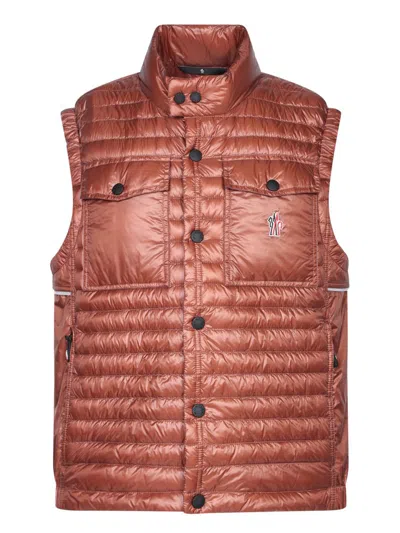 Shop Moncler Grenoble Gilets In Brown