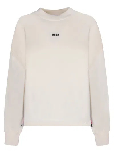 Msgm Roundneck Sweatshirt In White