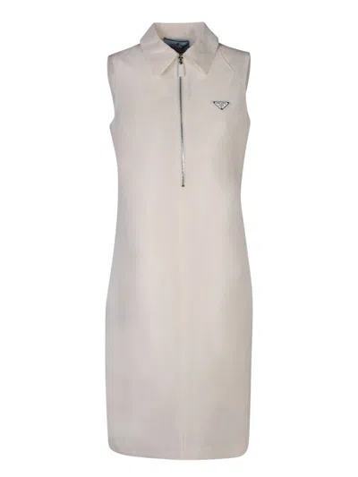 Prada White Faille Dress In White
