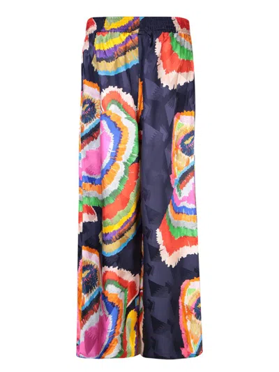 Rianna + Nina Melina Jacquard Silk Trousers In Blue
